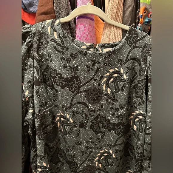 EUC MELLODAY GREEN BLUE PAISLEY TOP 2x - Picture 2 of 6